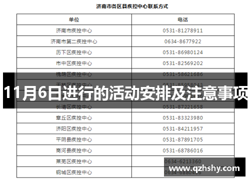 11月6日进行的活动安排及注意事项